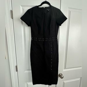 Banana Republic black pencil dress with lacing detail
